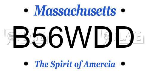 B56WDD Massachusetts License Plate