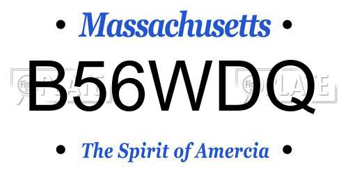 B56WDQ Massachusetts License Plate