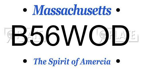 B56WOD Massachusetts License Plate