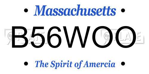B56WOO Massachusetts License Plate