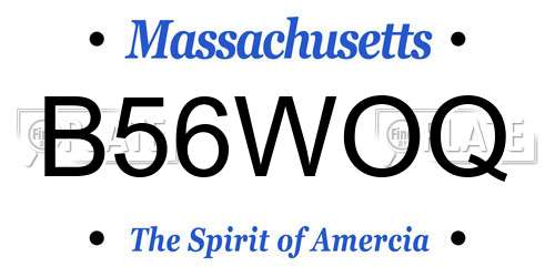 B56WOQ Massachusetts License Plate