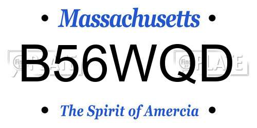 B56WQD Massachusetts License Plate