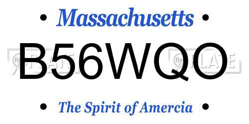 B56WQO Massachusetts License Plate