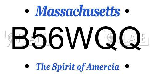 B56WQQ Massachusetts License Plate