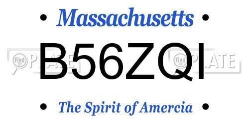 B56ZQI Massachusetts License Plate