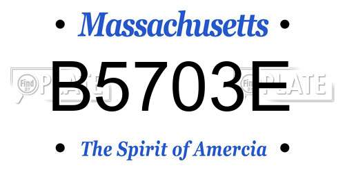 B5703E Massachusetts License Plate