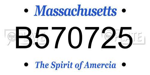 B570725 Massachusetts License Plate