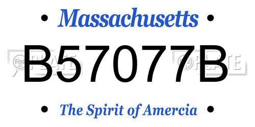 B57077B Massachusetts License Plate