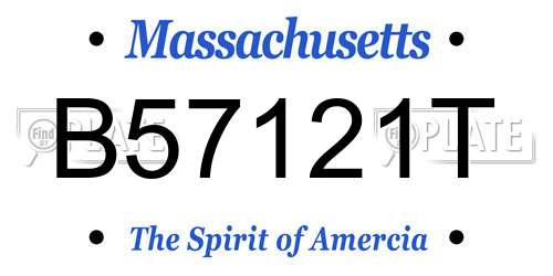 B57121T Massachusetts License Plate