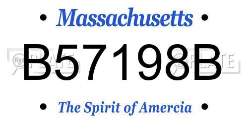 B57198B Massachusetts License Plate