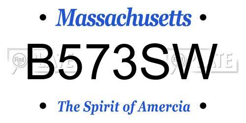 B573SW Massachusetts License Plate