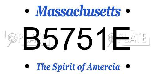 B5751E Massachusetts License Plate