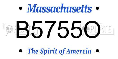 B5755O Massachusetts License Plate