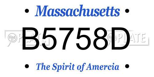 B5758D Massachusetts License Plate