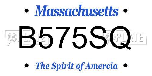 B575SQ Massachusetts License Plate