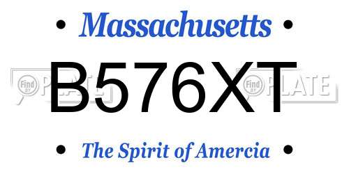 B576XT Massachusetts License Plate