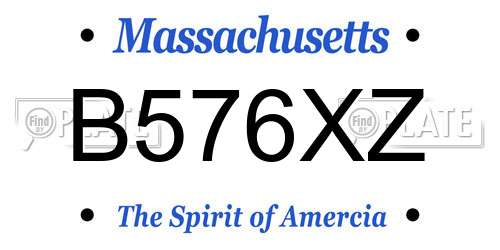 B576XZ Massachusetts License Plate