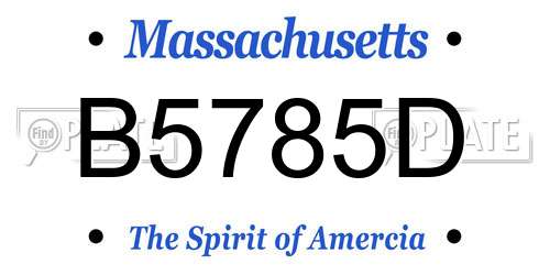 B5785D Massachusetts License Plate