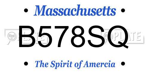 B578SQ Massachusetts License Plate