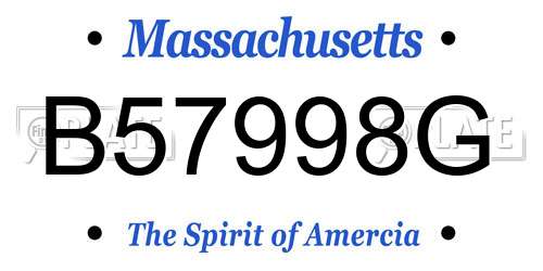 B57998G Massachusetts License Plate