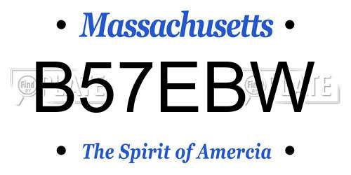 B57EBW Massachusetts License Plate