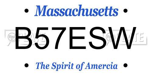 B57ESW Massachusetts License Plate