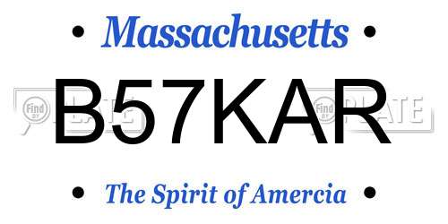 B57KAR Massachusetts License Plate