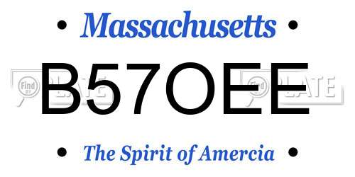 B57OEE Massachusetts License Plate