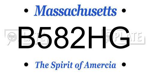 B582HG Massachusetts License Plate
