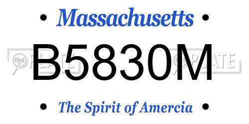 B5830M Massachusetts License Plate