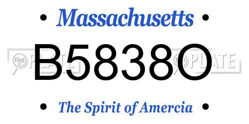B5838O Massachusetts License Plate