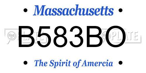B583BO Massachusetts License Plate