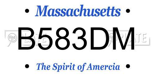 B583DM Massachusetts License Plate