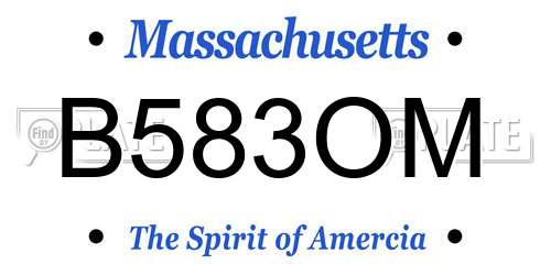 B583OM Massachusetts License Plate