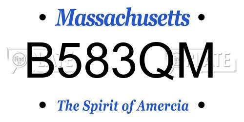 B583QM Massachusetts License Plate