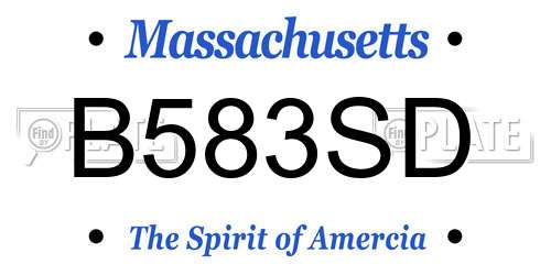 B583SD Massachusetts License Plate