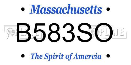 B583SO Massachusetts License Plate