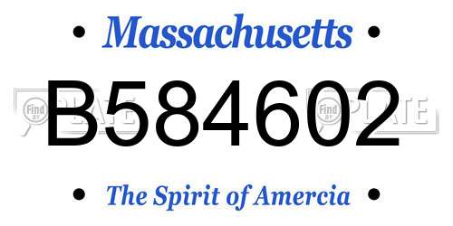 B584602 Massachusetts License Plate