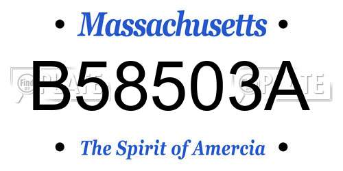 B58503A Massachusetts License Plate