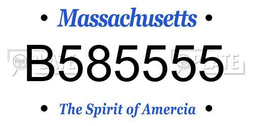 B585555 Massachusetts License Plate