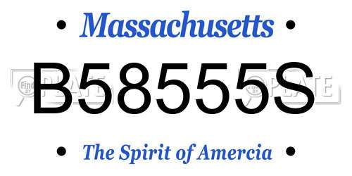 B58555S Massachusetts License Plate