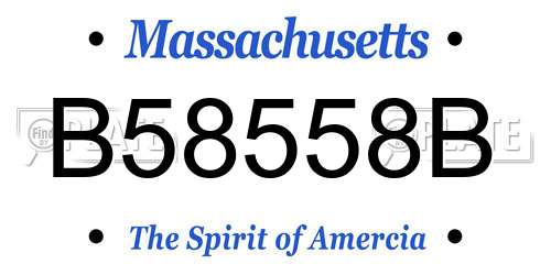 B58558B Massachusetts License Plate