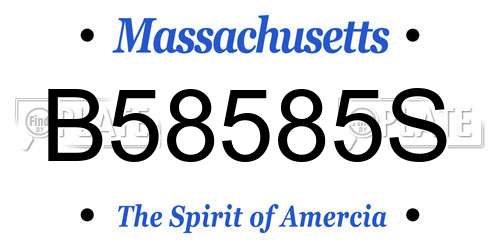 B58585S Massachusetts License Plate