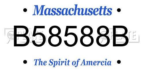 B58588B Massachusetts License Plate