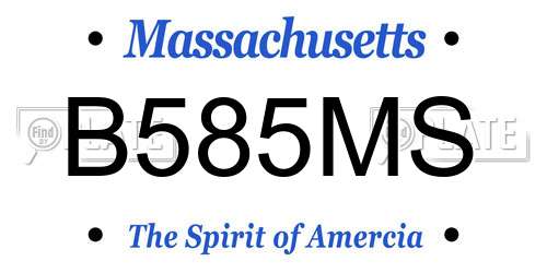 B585MS Massachusetts License Plate
