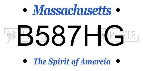 B587HG Massachusetts License Plate
