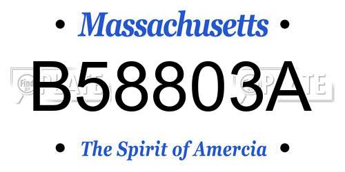 B58803A Massachusetts License Plate