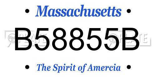 B58855B Massachusetts License Plate