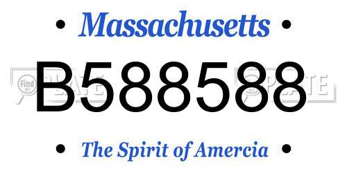 B588588 Massachusetts License Plate