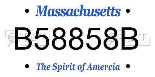 B58858B Massachusetts License Plate